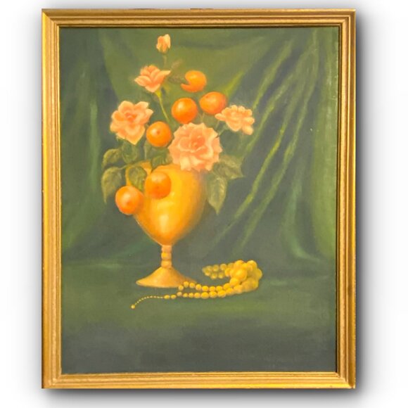 MCM Floral Still Life Oil on Canvas Painting - Picture 1 of 3
